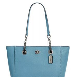 Coach Turnlock Chain Tote 27 – Sage/Light Blue
